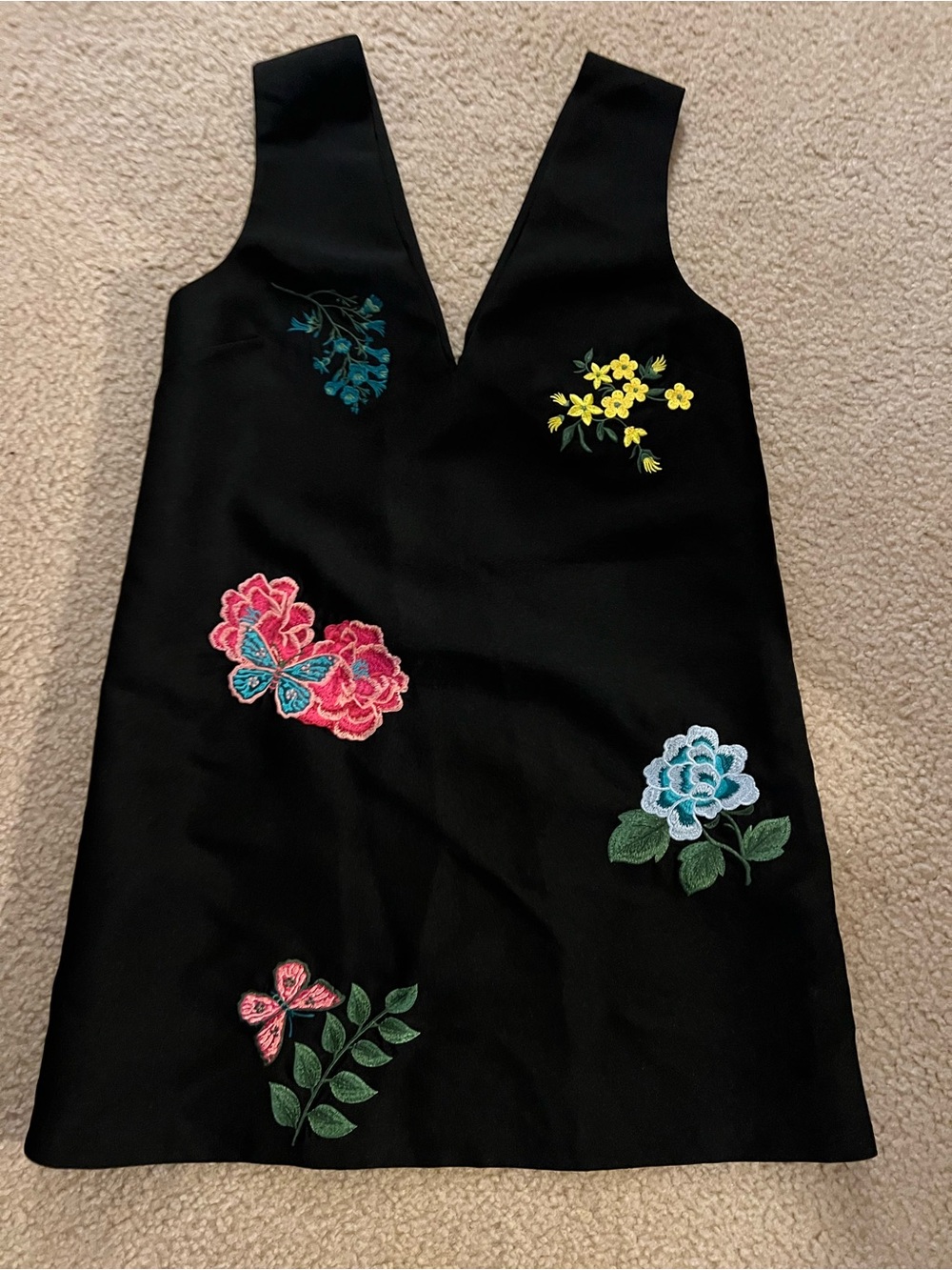 Endless Rose Black Embroidered Floral V-Neck Dress